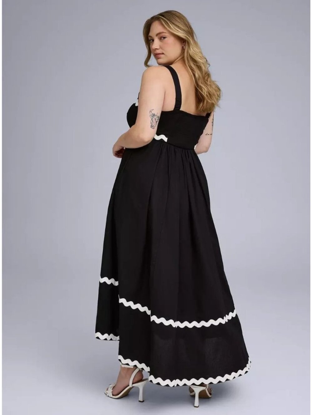 Torrid Dress Belle Isle Hi-Low Babydoll Dress Black White - Picture 3 of 3